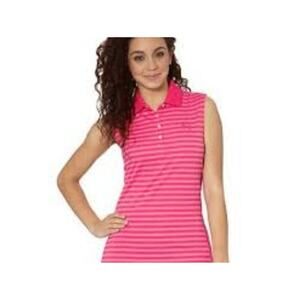 Puma pink striped sleeveless golf polo XS